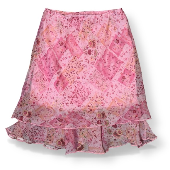 Amy Byer Other - Vintage Y2K Amy Byer Asymmetrical Pink Floral Skirt layered mesh 5